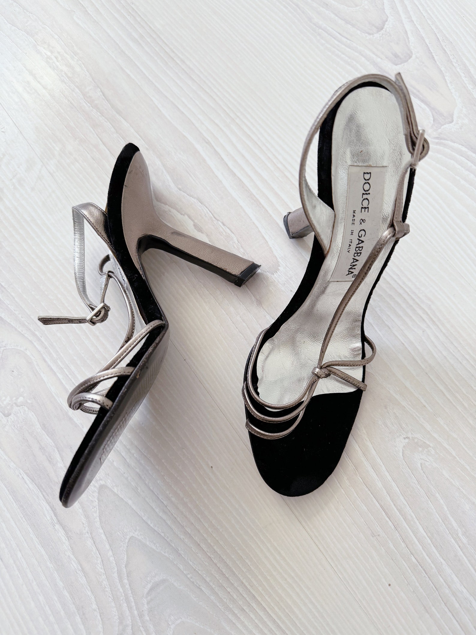 Vintage Dolce and Gabbana Spring/summer 1998 Sandals Heels Silver High