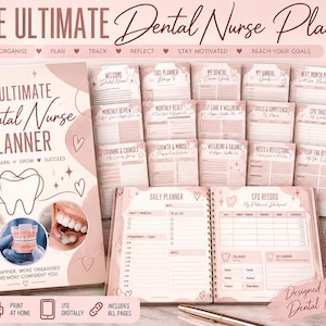 Planificador para auxiliares dentales, registro de desarrollo profesional continuo y cuaderno de trabajo para el desarrollo profesional, descarga digital en rosa palo.
