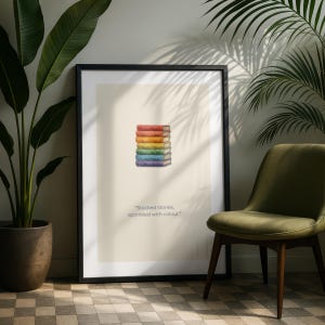 Luxury Rainbow Book Stack Poster, Watercolour Bookish Quote Art Print, Multi Colour, Sizes & Frames