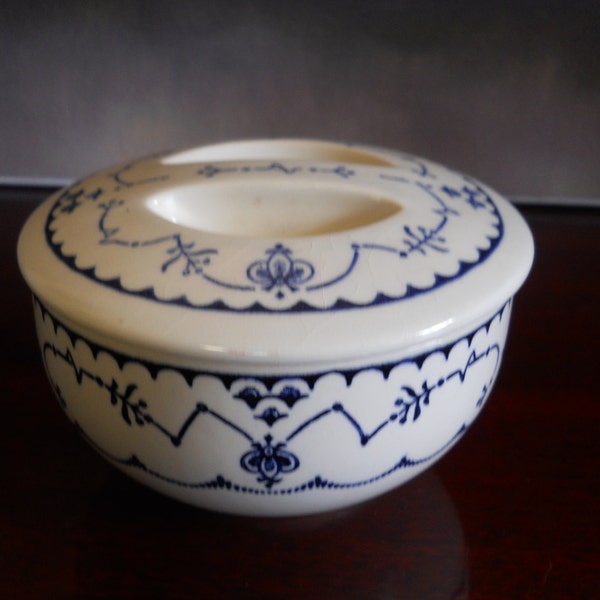 Delft Modern Blue & White Covered Sugar Bowl Candy Dish
