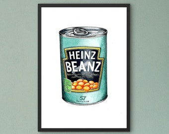 Backbohnen Druck, Hand gezeichnet, Küchendruck, Wohndekor, Haus Wärmendes Geschenk.,