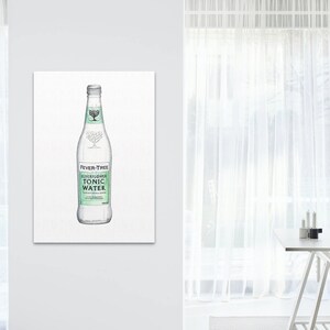 Hand Drawn Elderflower Tonic, Gin Lover&#39;s Gift, Gin Print, Kitchen Art, Gin and Tonic, Gin Bar, House Warming Gift,