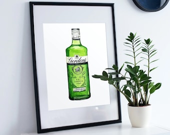 Mother's day Gift,Gordon's Gin Print, Gin Lover's Gift, Gin Print, Kitchen Art, House Warming Gift, Gin Bar Poster,