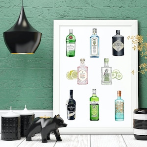 Gin Print, Gin Poster, Gin Lover Gift, Bar Sign, Kitchen Decor, Kitchen Print, House Warming Gift.