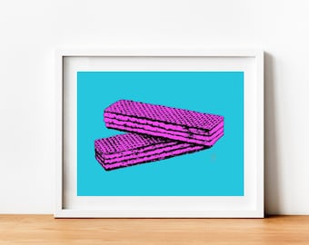 Brillanter Biskuitdruck! Pop Art Print, Rosa Oblatenkeks, Haus wärmendes Geschenk, Küchendekoration,