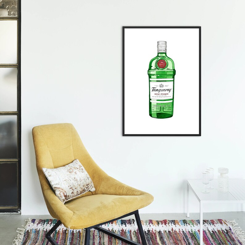 Tanqueray Gin-tryck, Ginälskare-present, Ginbar-konst, Kökskonst, Väggkonsttryck, Inflyttningspresent, bild 5