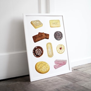 Tea Time! Biscuit Selection, Kitchen Poster, Kitchen Print, House Warming Gift,