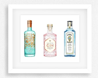 Gintrio, Gintryck, Ginposter, Ginbarpresent till hemmet, Inflyttningspresent, Kökstryck.