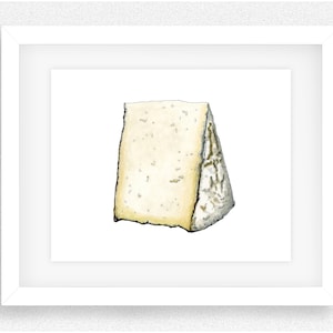 Caerphilly Cheese, Hand Drawn, Pen and Ink illustration, Welsh cheese gift, Cheese Print, Food Art, Kitchen Decor, House Warming Gift