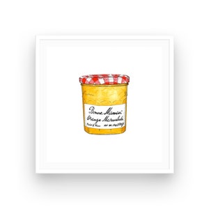 Hand Drawn Bonne Maman Marmalade, Jam Present, Marmalade gift, Jam gift, Kitchen Decor, Kitchen Print.,