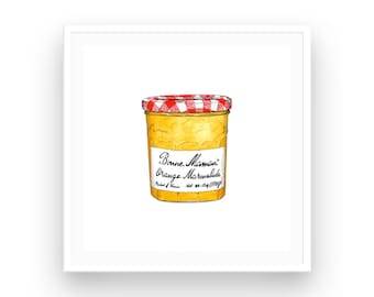 Handgezeichnete Bonne Maman Marmalade, Marmeladen Geschenk, Marmeladen Geschenk, Marmeladen Geschenk, Küchen dekor, Küchendruck.,