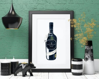 Cotswold Gin, Hand Drawn, Gin Illustration, Gin Lover's gift, Gin print, Kitchen print, House Warming Gift.,