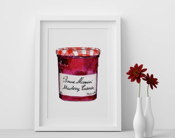Bonne Maman Erdbeermarmelade, Marmeladengeschenk, Einweihungsgeschenk, Küchendekoration, Küchendruck.