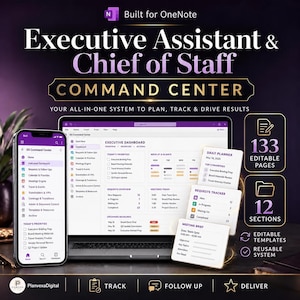 Executive Assistant OneNote Template, Chief of Staff Command Center Digital Planner