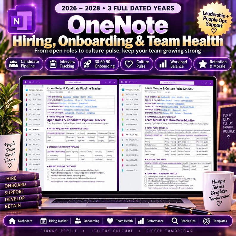 Onenote Planner 2026-2028 Manager Planner, Team Lead Digital Work ...
