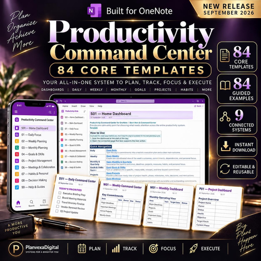 Planner Pages Onenote Onenote Planner Templates Bundle: Daily, Weekly, Goals, Projects ...