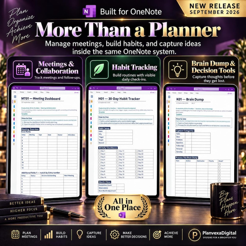 Planner Pages Onenote Onenote Planner Templates Bundle: Daily, Weekly, Goals, Projects ...