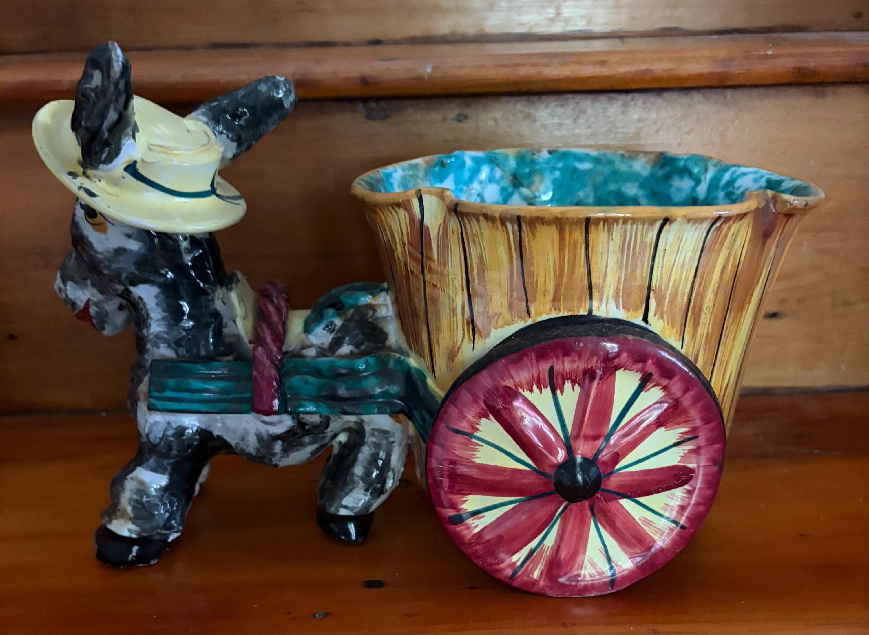 ヴィンテージ陶器1950年ドンキー小物入れプランターバンドペイントスペイン Vintage Donkey Cart Planter. 1950's - Etsy