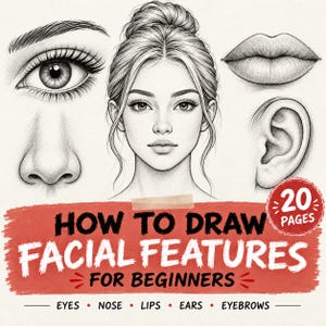 How to Draw Faces for Beginners | Practice Sheets | Facial Features Worksheets | Printable PDF Workbook | Eyes Nose Lips