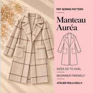 Coat Sewing Pattern PDF Women | Oversized Teddy Coat Pattern | Sherpa Jacket Pattern | Wide Lapel Winter Coat | Sizes XS-XXXL | Aurea