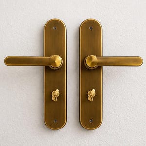 Antique Aluminium Door Handle Set, Long Plate Lever Lock, Interior Door Hardware