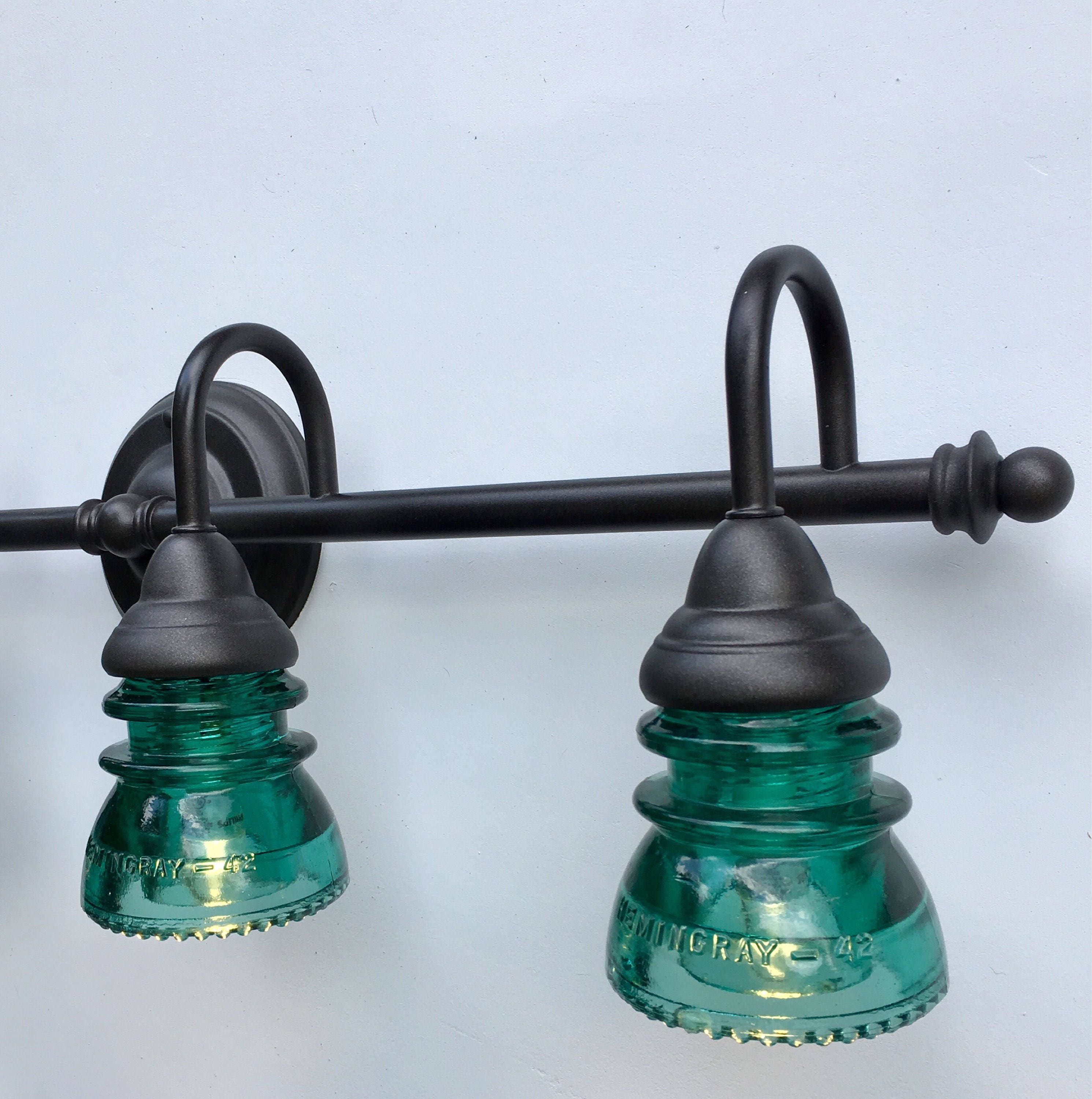 Custom 5-light Bathroom Vanity Fixture w/Blue/green Vintage | Etsy