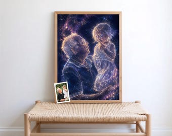 Custom Cosmic Constellation Family Portrait from Photo | Personalized Family, Couple & Individual Portrait | Digital Download