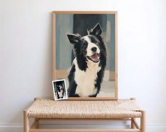 Custom Minimalist Pet Portrait from Photo | Hand Painted Pet Illustration | Personalized Dog Cat Memorial Gift | Digital Download