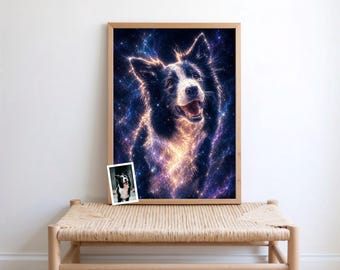 Custom Cosmic Constellation Pet Portrait from Photo | Personalized Dog & Cat Illustration | Custom Pet Memorial Gift | Digital Download
