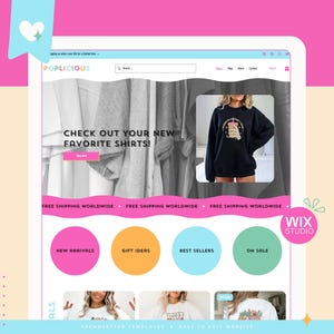 Bold Bright Online Shop Wix Website Template Poplicious Trendy eCommerce Template, Shop Theme, Wix Template, Wix Studio Website Template