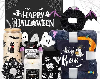 Grusel-Geschenkkorb für Frauen, Halloween-Geschenkset für sie, schaurige Geschenkbox für Teenager und Mädchen, 9-teiliges Halloween-Überraschungspaket, süße Gruselgeschenke