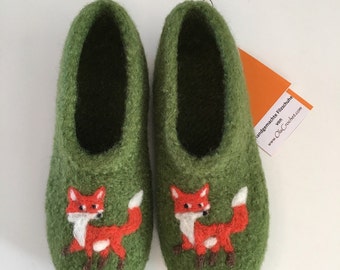 Kinder Filzschuhe "Fuchs". Mit Latexsohle. Farbe frei wählbar.