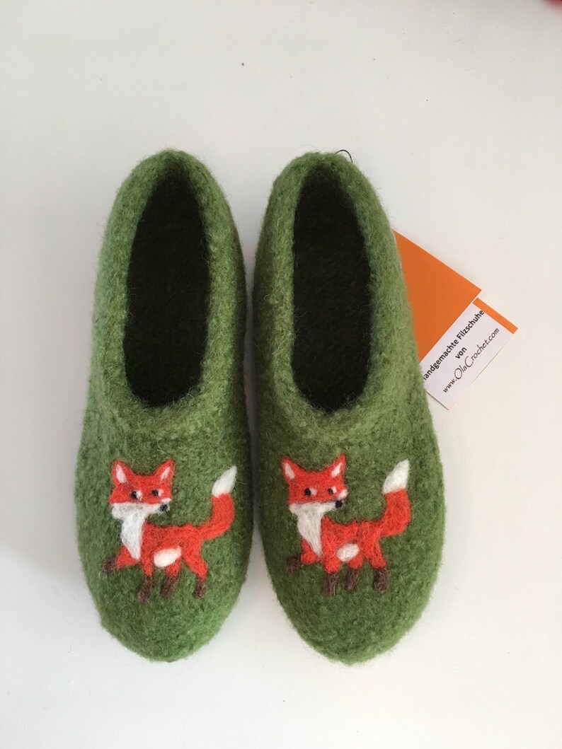 Children's felt shoes Fox. With latex sole. Colour freely selectable. image 1