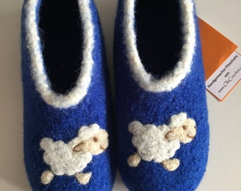 Children's felt shoes "sheep". With latex sole. Colour freely selectable.