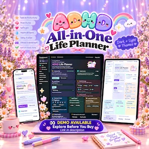 ADHD life planner web app all in one digital planner with daily weekly planning habit tracker budget and meal planner