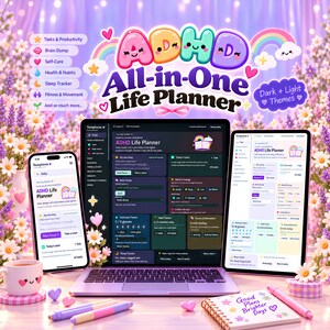 ADHD life planner web app all in one digital planner with daily weekly planning habit tracker budget and meal planner