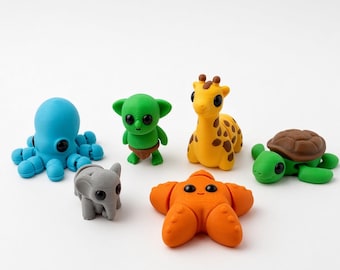 3D Printed Animal Fidget Toy, Mini Articulated Flexi Animals, Pocket Sensory Toy, Party Bag Filler, Kids Gift
