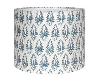 Ocean Blue Block Print Lamp Shade - Small