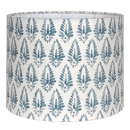 Ocean Blue Block Print Lamp Shade Small Etsy
