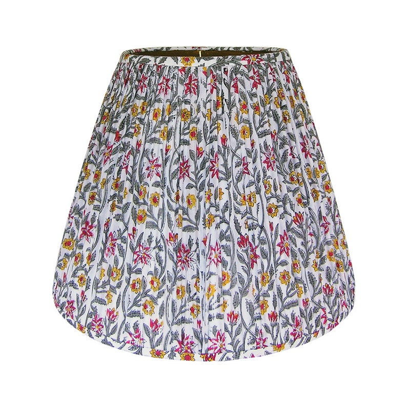Gathered Lamp Shade Small Red Yellow Lampshade Indian Block Print Shirred Lampshades Bohemian Pleated