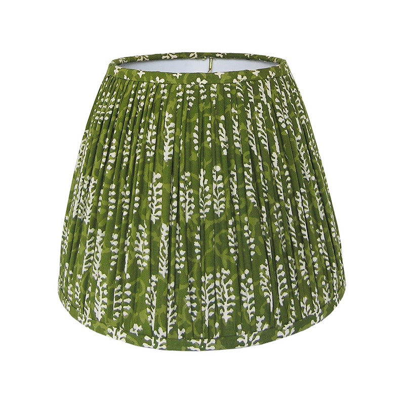Gathered Lamp Shade Olive Green Lampshade Indian Block Image 0