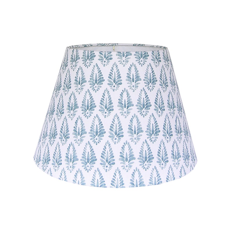 Block Print Pattern Lamp Shade Small Patterned Shades Blue Table Custom Fabric
