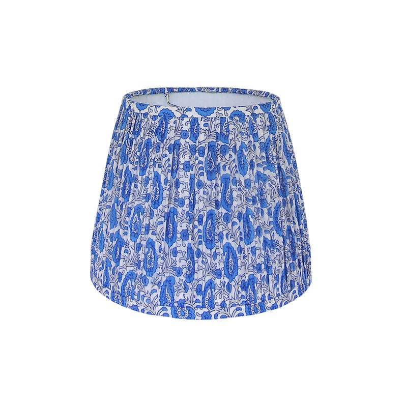 Blue Gathered Lamp Shade Small Table White Pleated Shades Paisley Lampshade Shirred Fabric