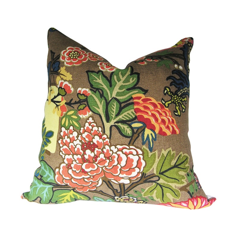 Art Deco Brown Linen Throw Pillow Cover Pillow Wrap Peronalized Pillow Cover
