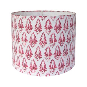 Rosy Red Fabric Block Print Lamp Shade - Small