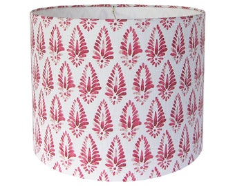 Rosy Red Fabric Block Print Lamp Shade