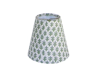 Fern Green Block Print Sconce Shade