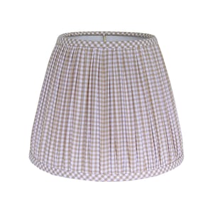 Sand Gingham Pleated Lamp Shade - Small - Multiple Colors Available