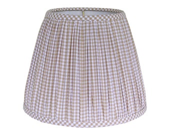 Sand Gingham Pleated Lamp Shade - Small - Multiple Colors Available