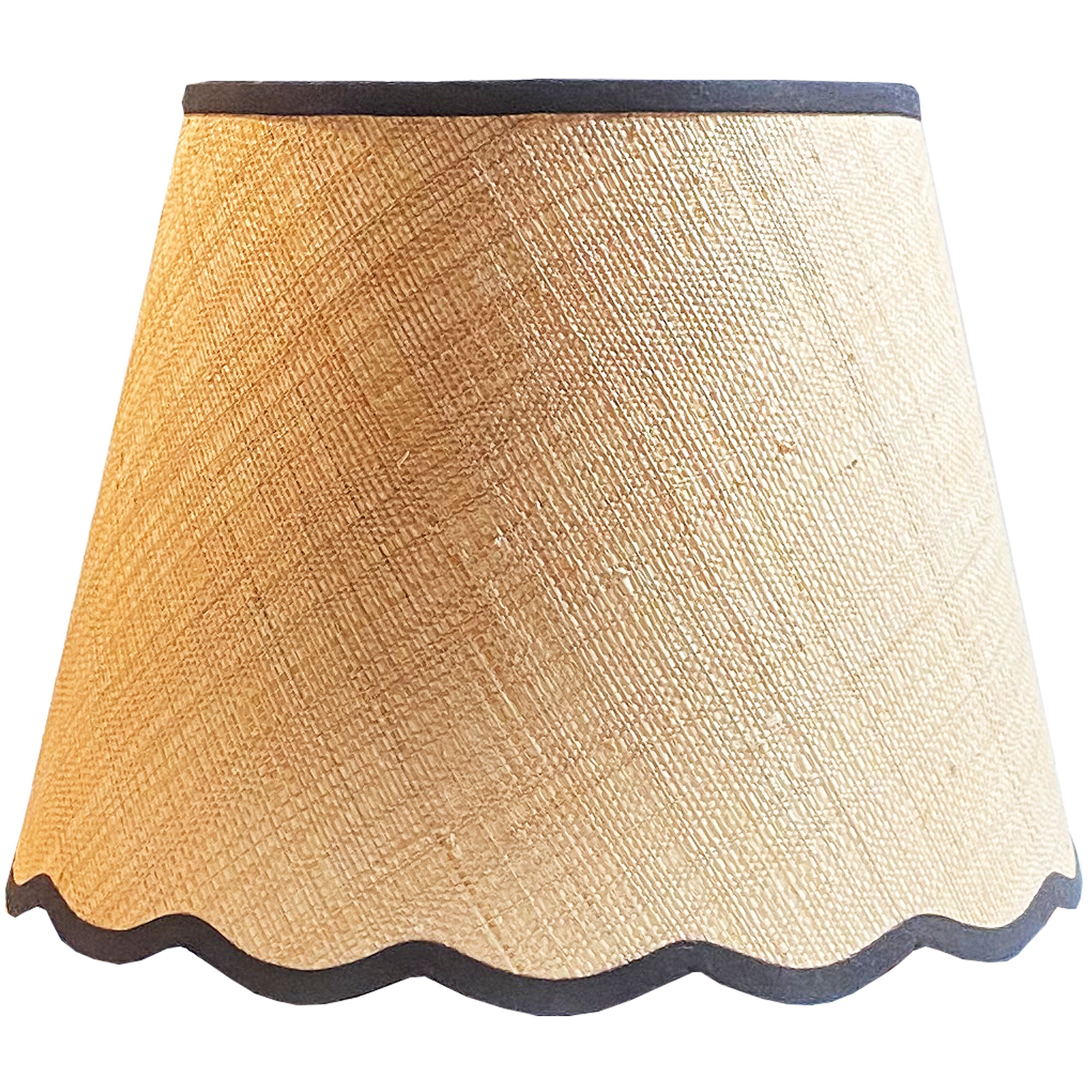 Raffia Scalloped Lamp Shade With Black Trim Multiple Trim Etsy